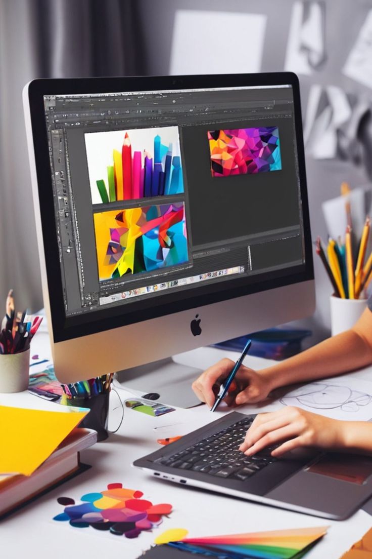 Creative student working on design